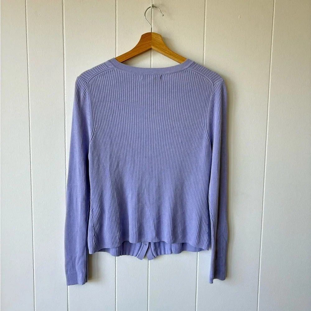Banana Republic Lilac Ribbed Front-Button Cardigan | Size Medium - Picture 8 of 9